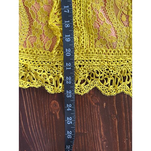 Anthropologie eri+ali Mustard Crochet Lace Top M Pink Coquette Girly Kidcore - Picture 9 of 10